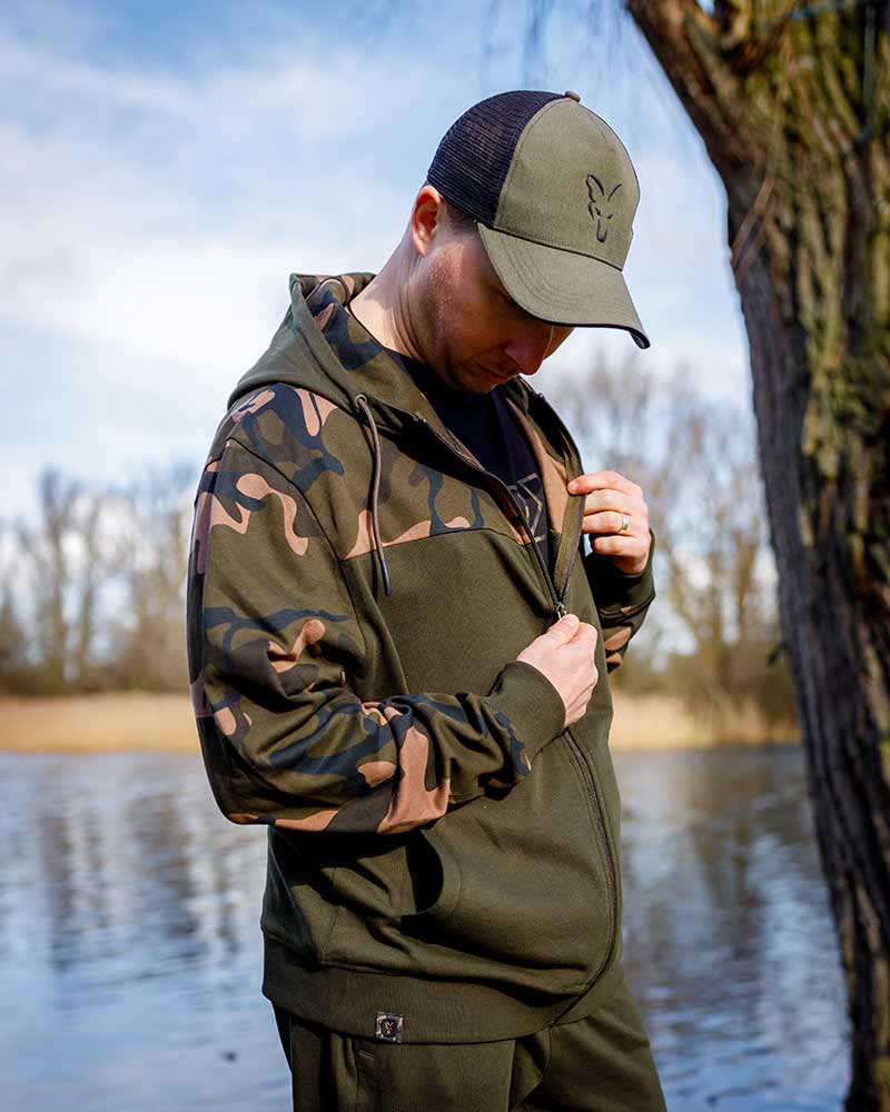 LW Khaki Camo Sudadera con Capucha y Cremallera Dividida